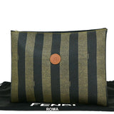Fendi Pequin  Canvas Clutch Bag