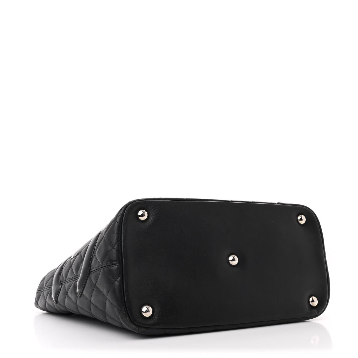 Amelia Calfskin Quilted Large Cambon Tote Black