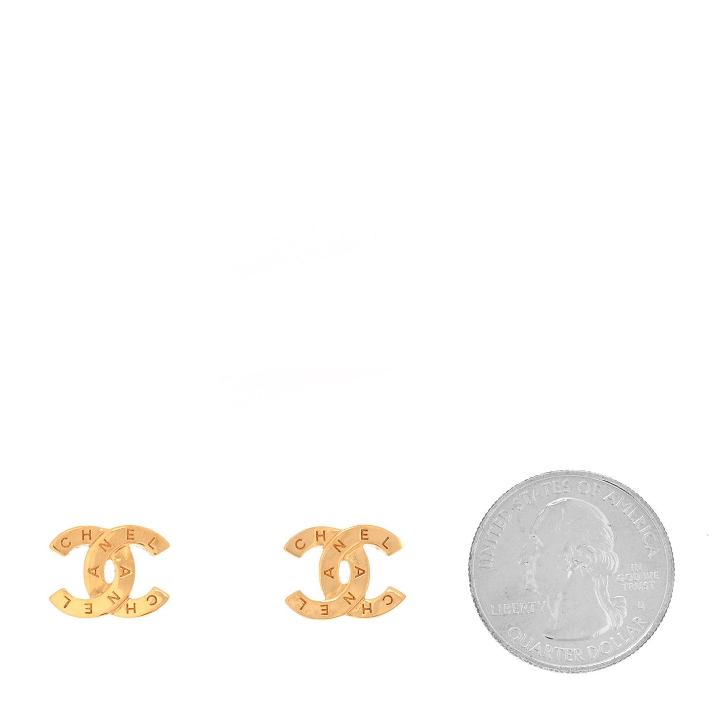 Amelia Metal CC Paris Button Stud Earrings Gold