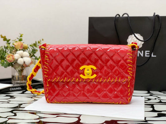 CHL - Vinyl Classic Red and Yellow Shoulder bag For Women 29cm/11.5in