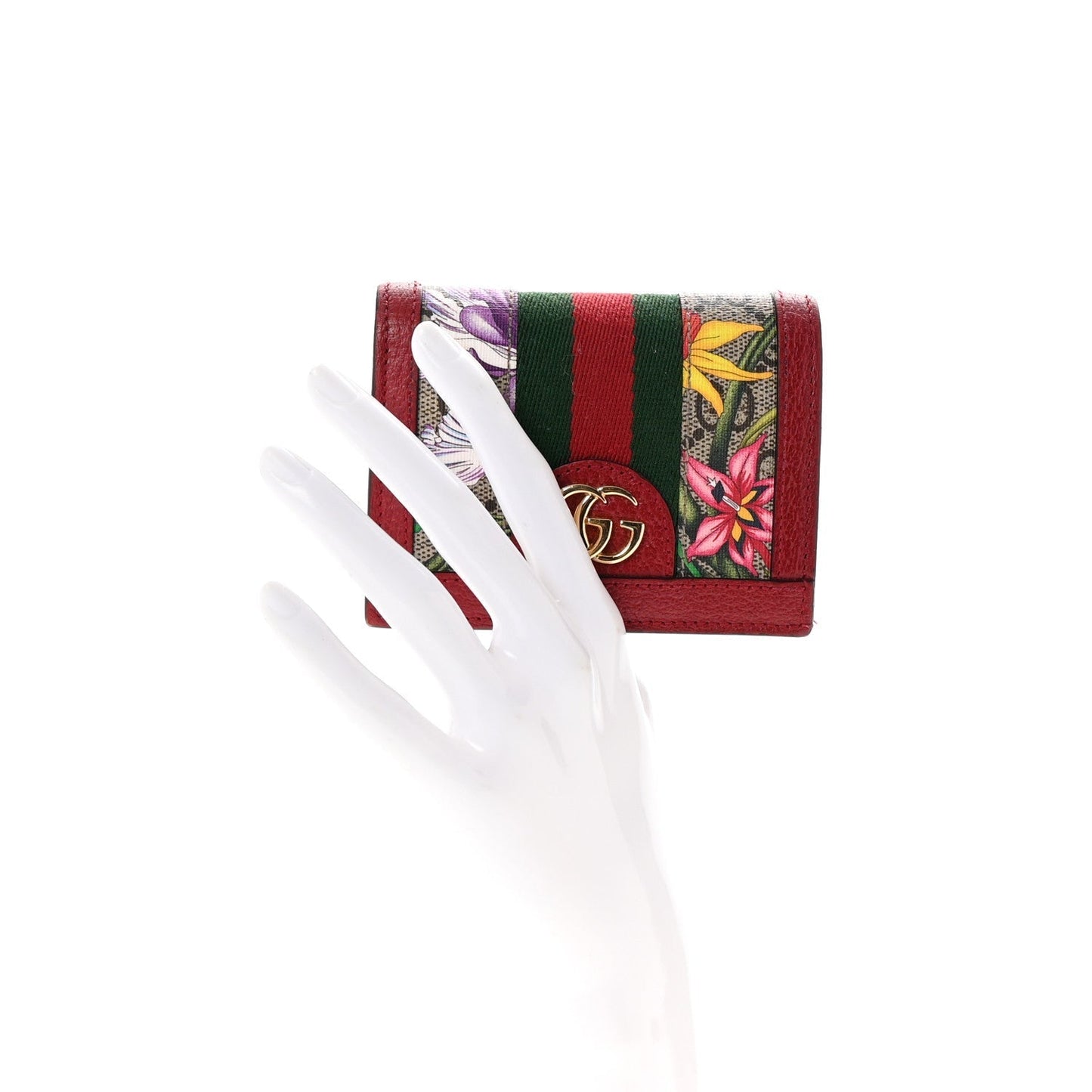 Amelia GG Supreme Monogram Flora Web Ophidia Card Case Red