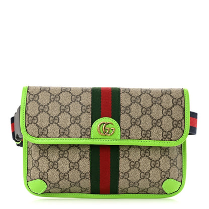 Amelia GG Supreme Monogram Web Small Ophidia Belt Bag Beige Ebony Electric Green