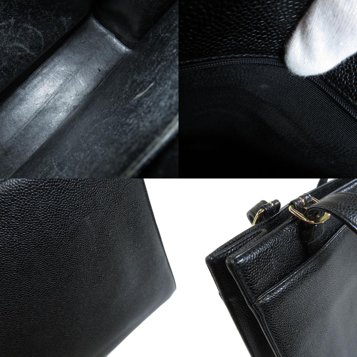Chanel Coco Mark Gold Hardware Black Handbag Caviar Skin