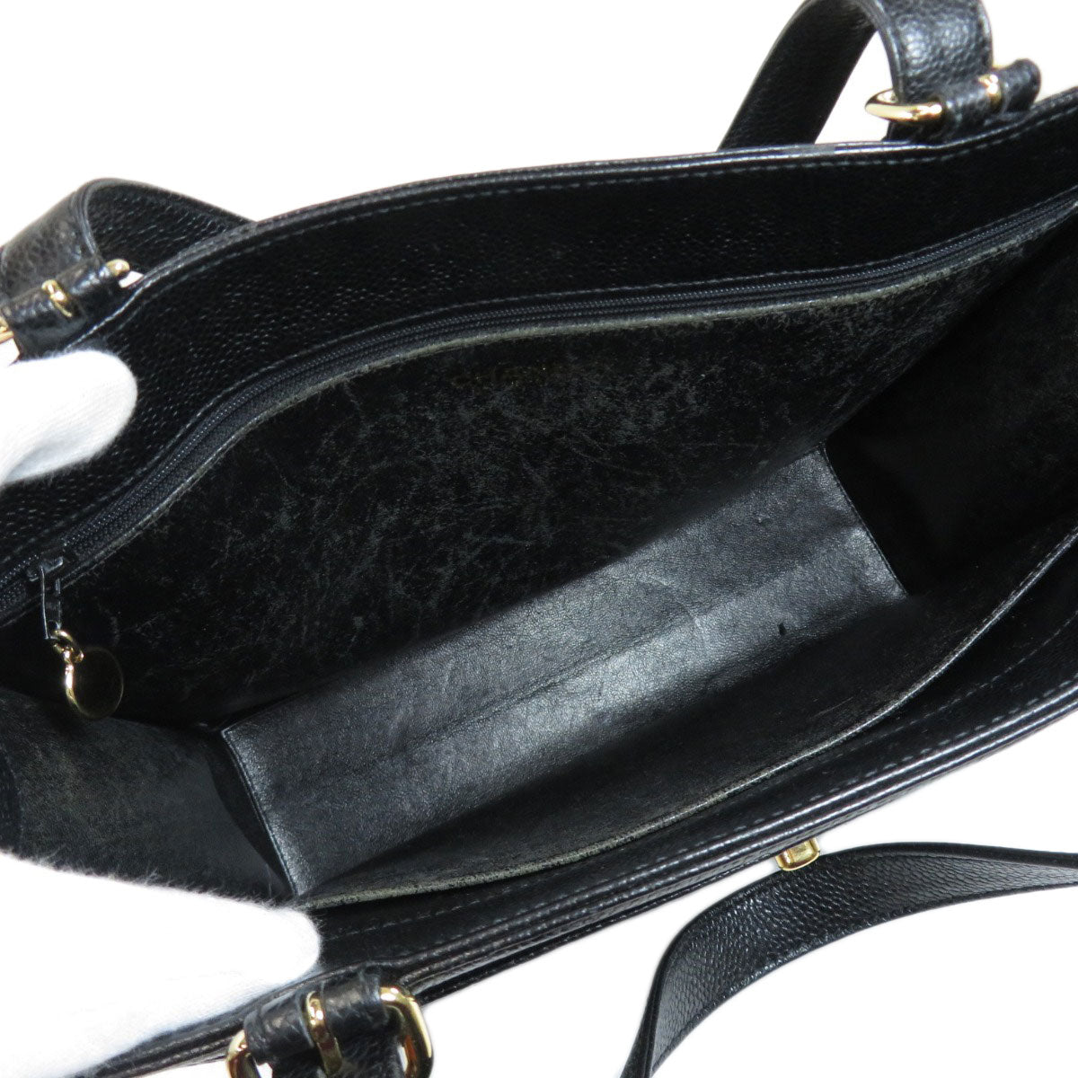 Chanel Coco Mark Gold Hardware Black Handbag Caviar Skin