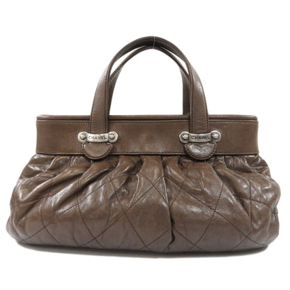 Chanel Matelasse Silver Hardware Handbag Calf Brown