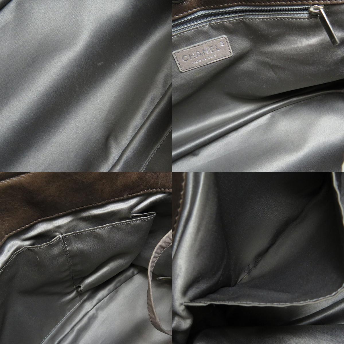 Chanel Matelasse Silver Hardware Handbag Calf Brown