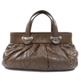Chanel Matelasse Silver Hardware Handbag Calf Brown