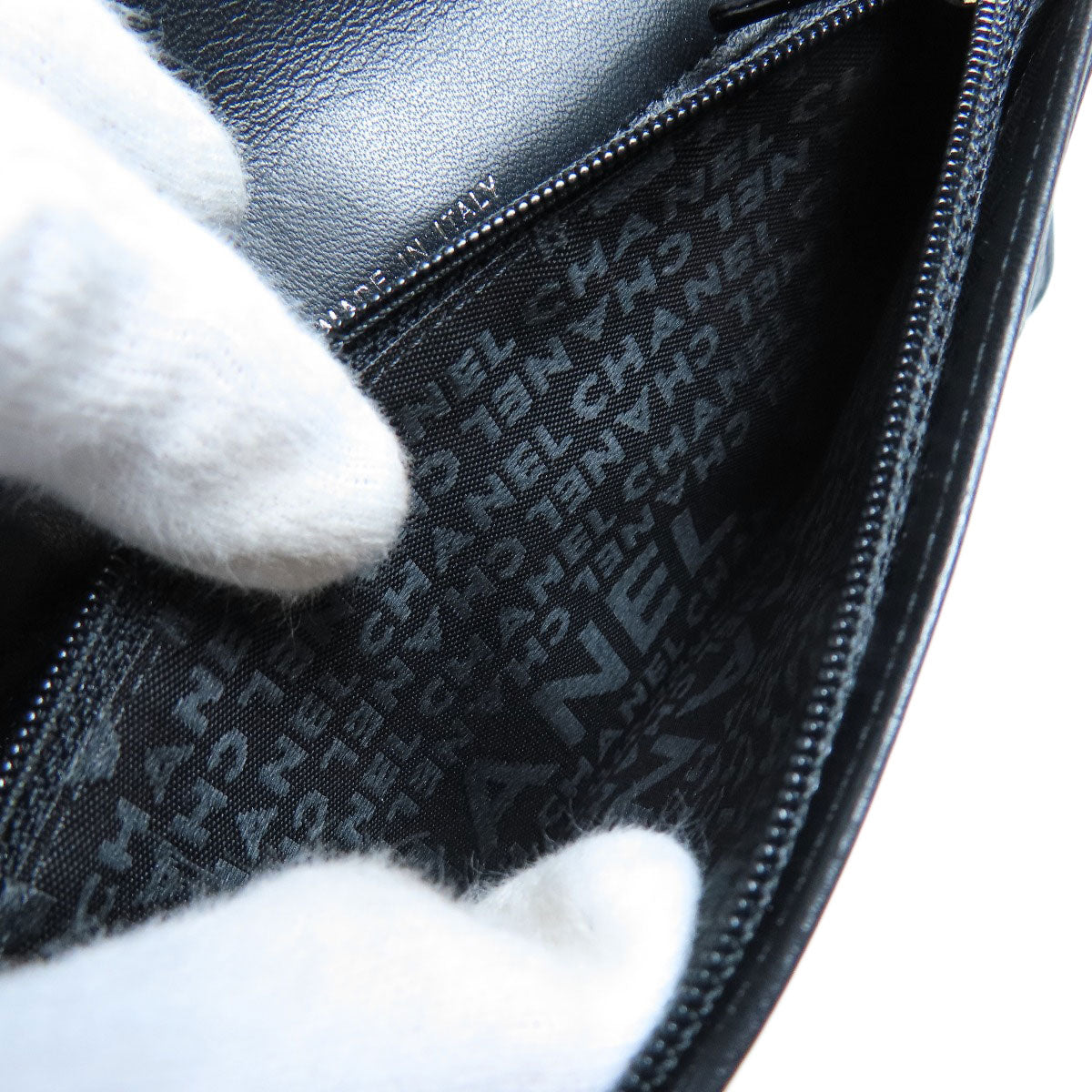 Chanel Icon Coco Mark Long Wallet Coin Purse Calf Black