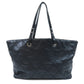 Chanel Coco Mark Silver Metal Fittings Tote Bag Calf Black