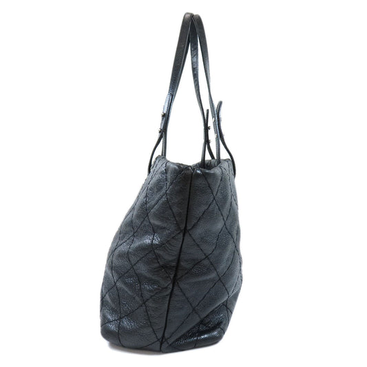 Chanel Coco Mark Silver Metal Fittings Tote Bag Calf Black