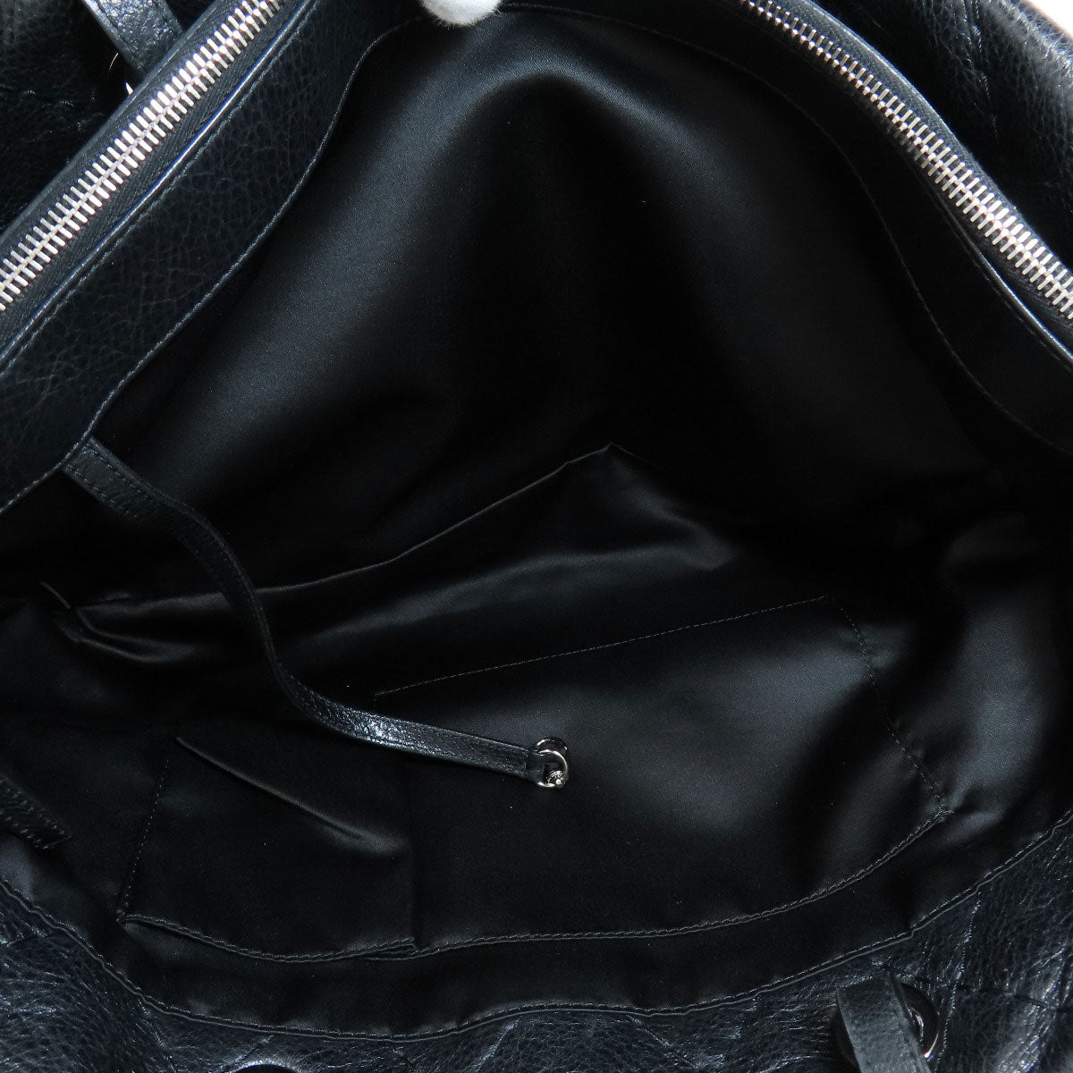 Chanel Coco Mark Silver Metal Fittings Tote Bag Calf Black