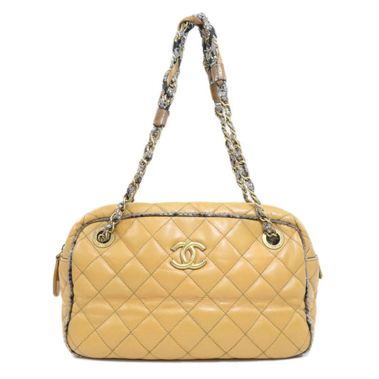 Chanel Chain Bag Matelasse Gold Metal Fittings Tote Bag Calf Brown