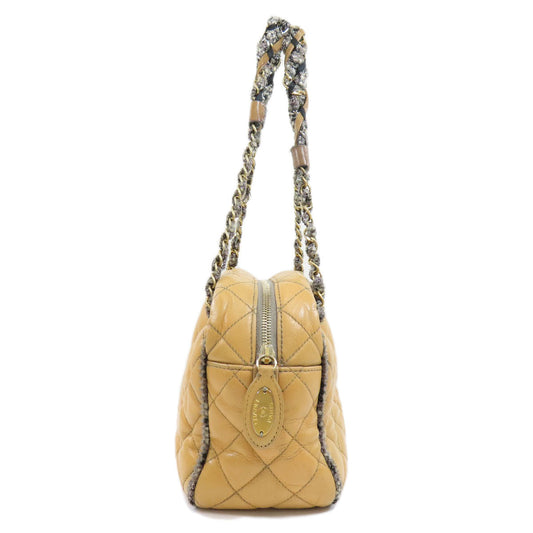 Chanel Chain Bag Matelasse Gold Metal Fittings Tote Bag Calf Brown