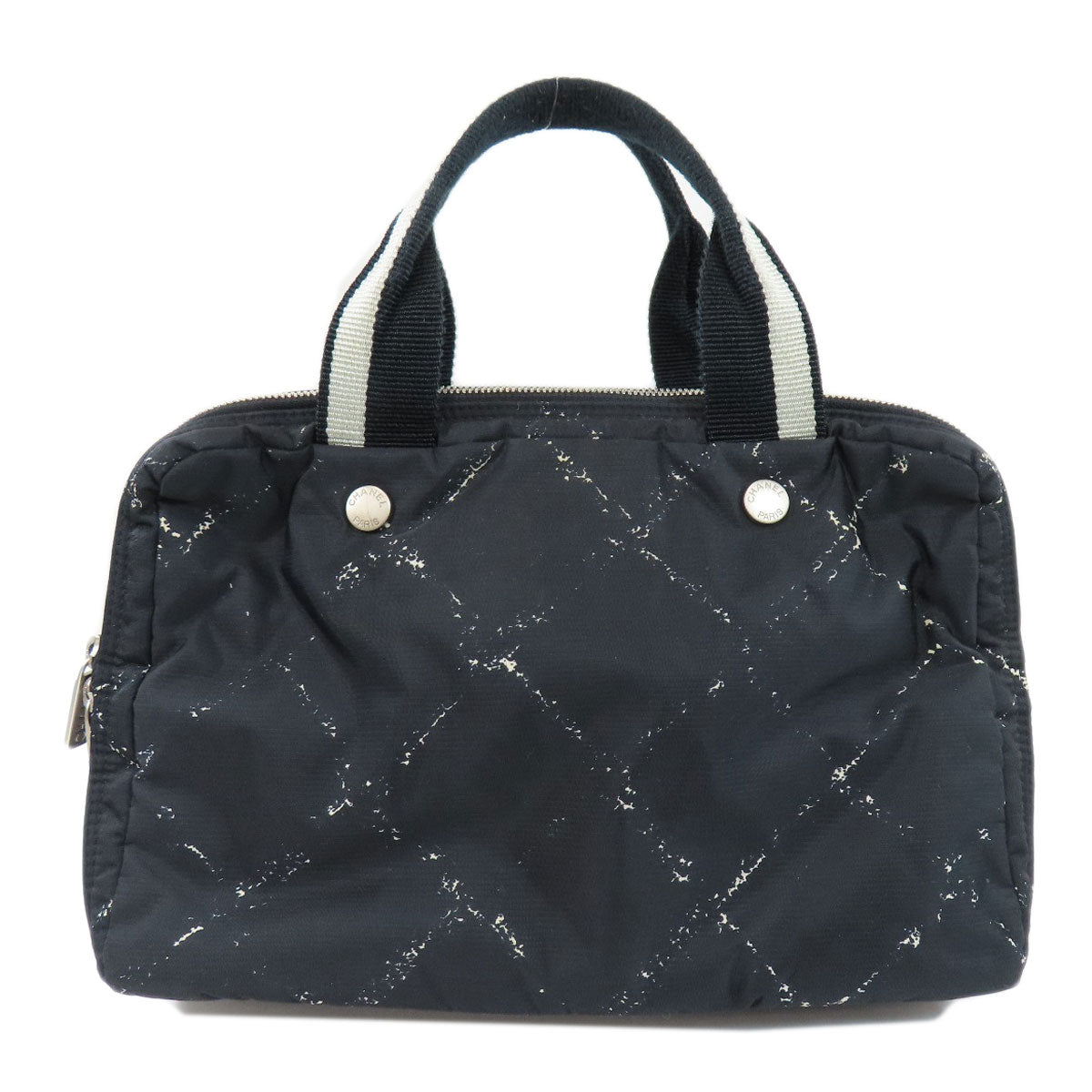 Chanel Travel Line Handbag Nylon Material Black
