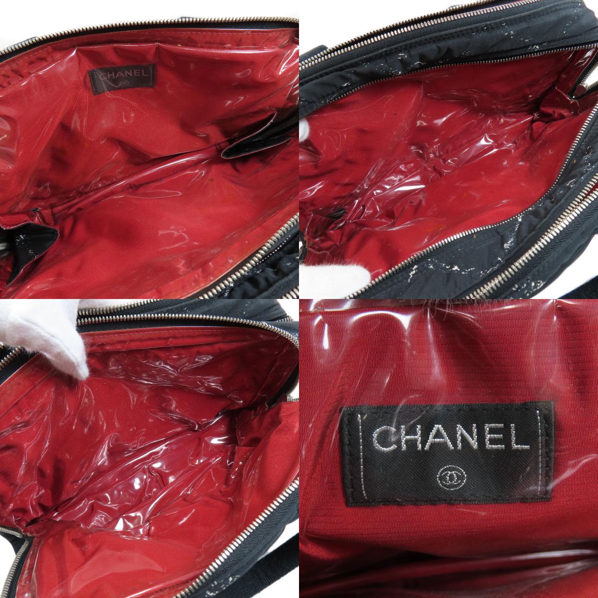 Chanel Travel Line Handbag Nylon Material Black