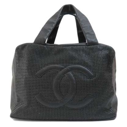 Chanel Coco Mark Silver Hardware Handbag Black Calf