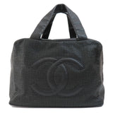 Chanel Coco Mark Silver Hardware Handbag Black Calf