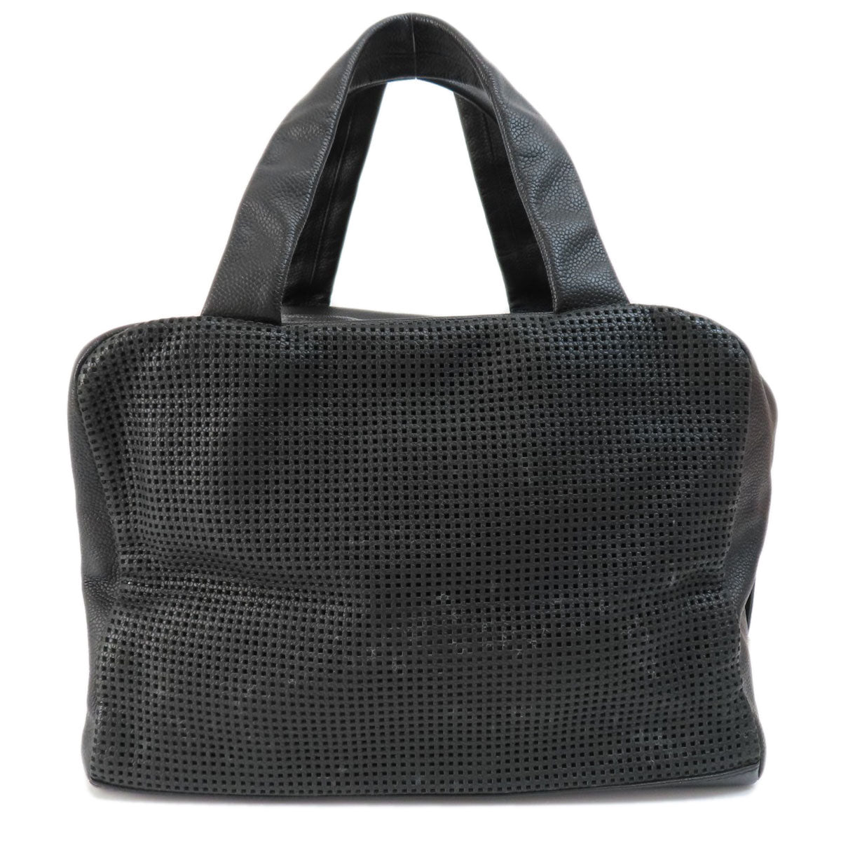 Chanel Coco Mark Silver Hardware Handbag Black Calf