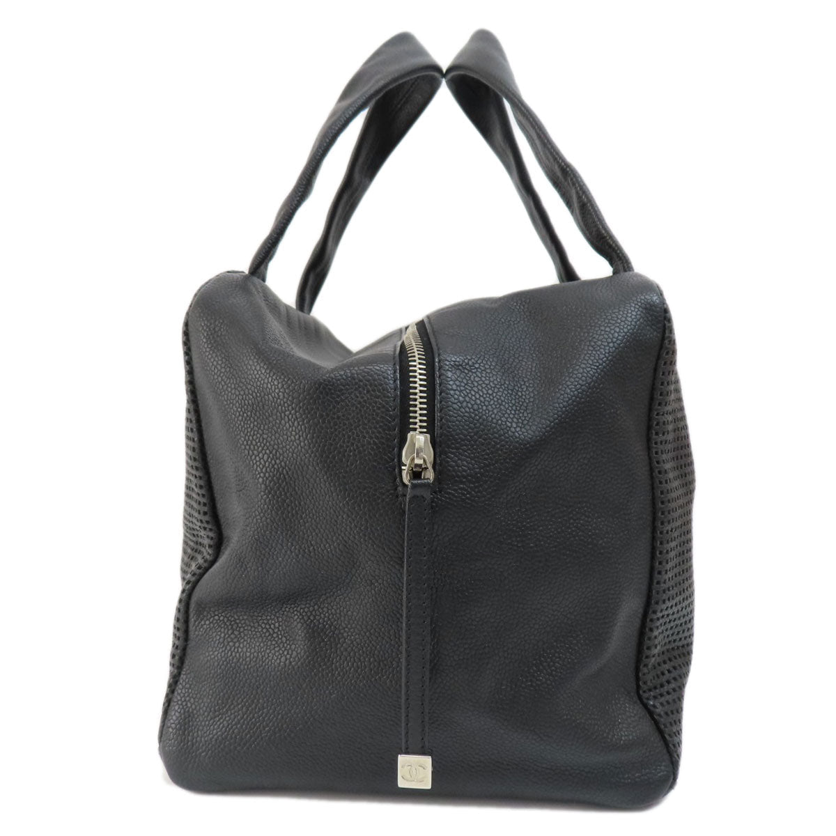 Chanel Coco Mark Silver Hardware Handbag Black Calf