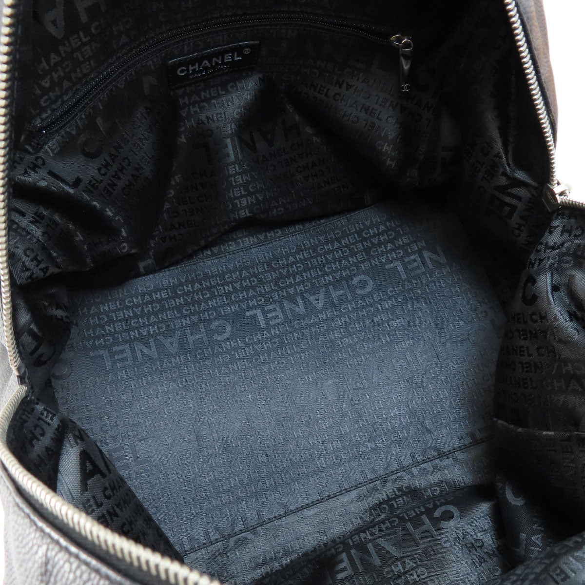 Chanel Coco Mark Silver Hardware Handbag Black Calf