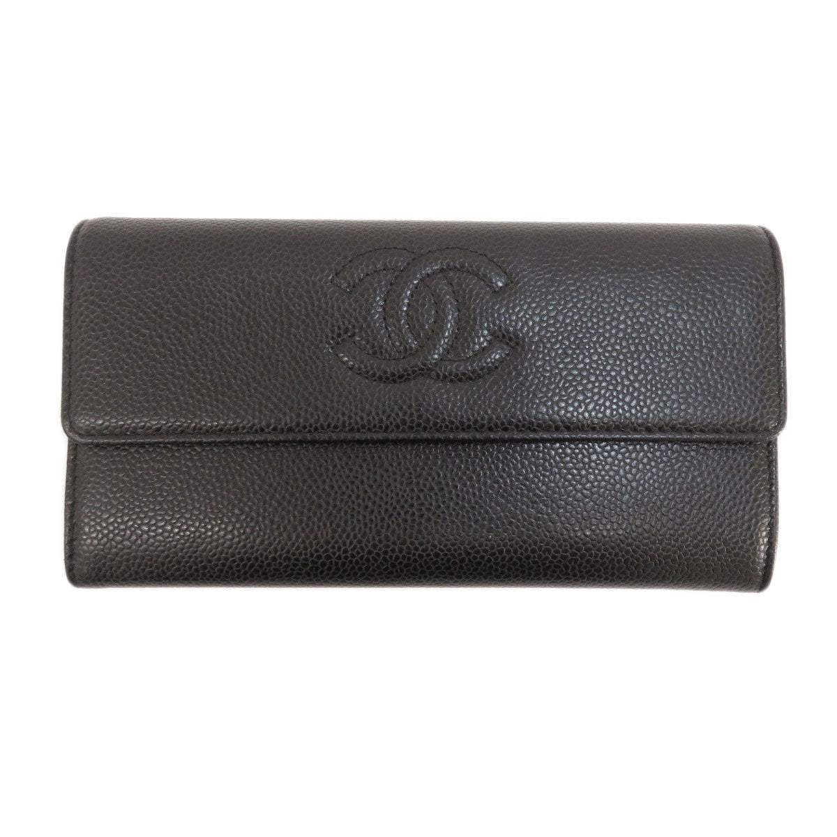 Chanel Cocomark Long Wallet Coin Purse Caviar Skin Black