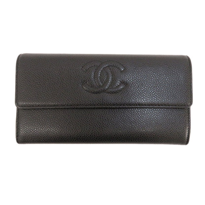 Chanel Cocomark Long Wallet Coin Purse Caviar Skin Black