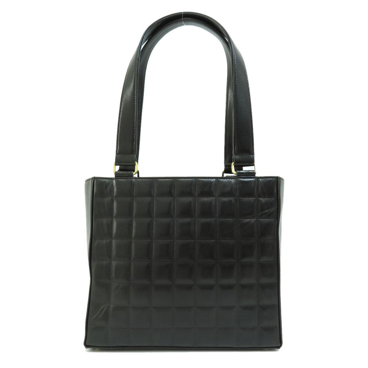 Chanel Chocolate Bar Gold Metal Fittings Handbag Leather Black