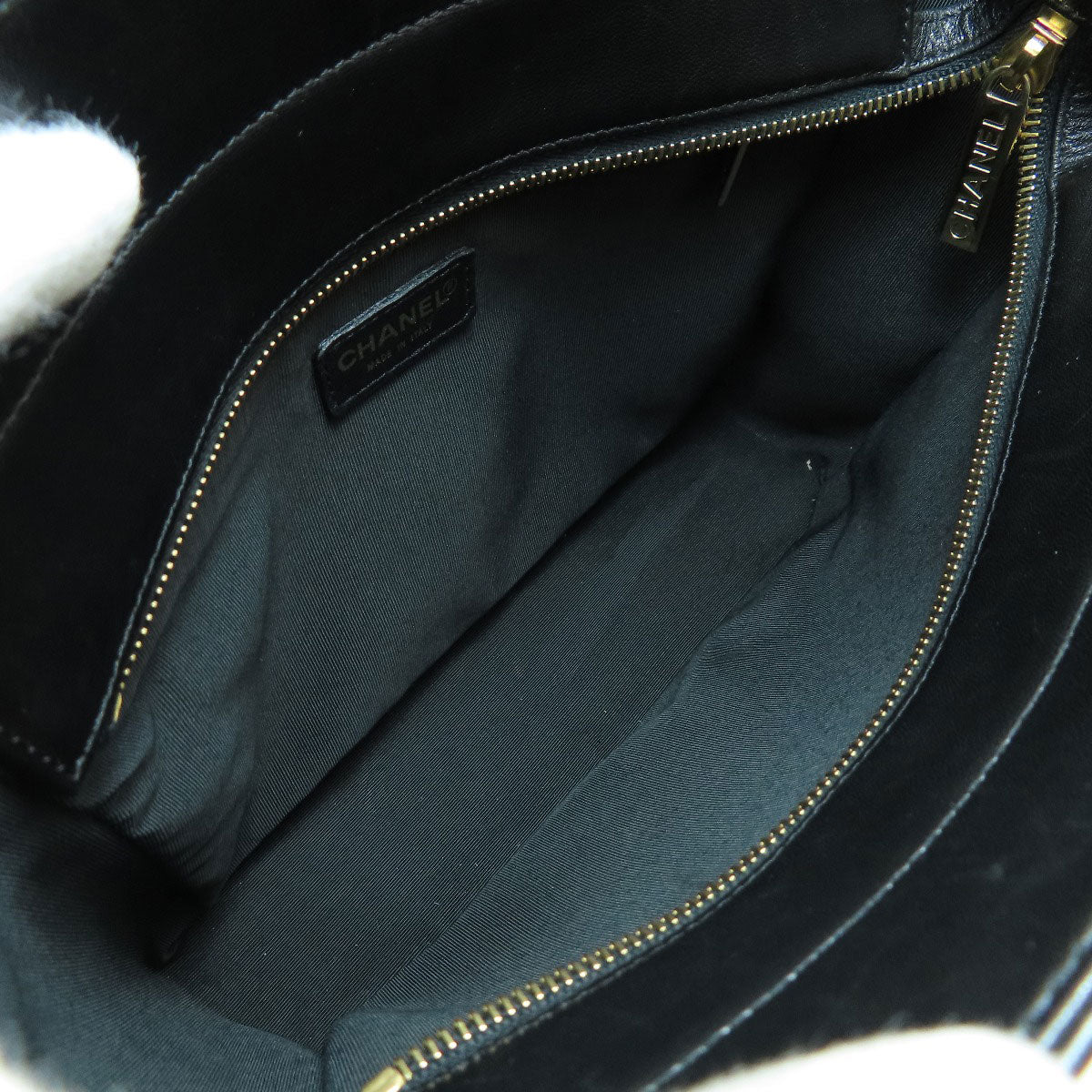 Chanel Chocolate Bar Gold Metal Fittings Handbag Leather Black