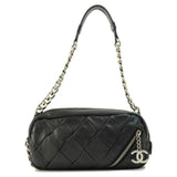 Chanel Matelasse Silver Hardware Handbag Lambskin Black
