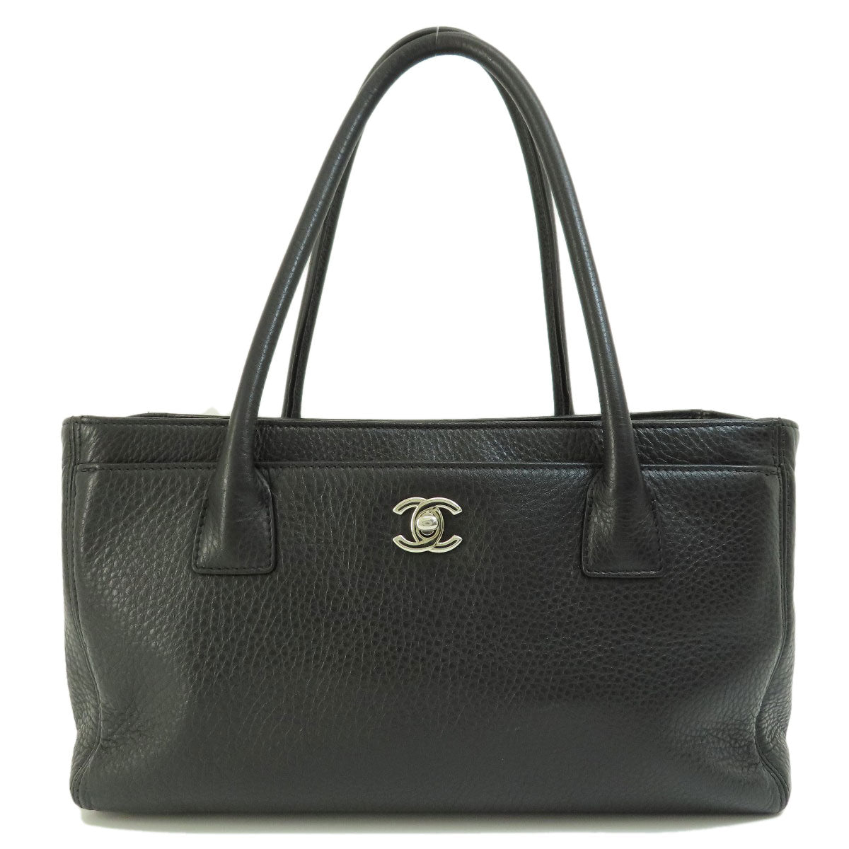 Chanel Executive Silver Hardware Tote Bag Calf Black