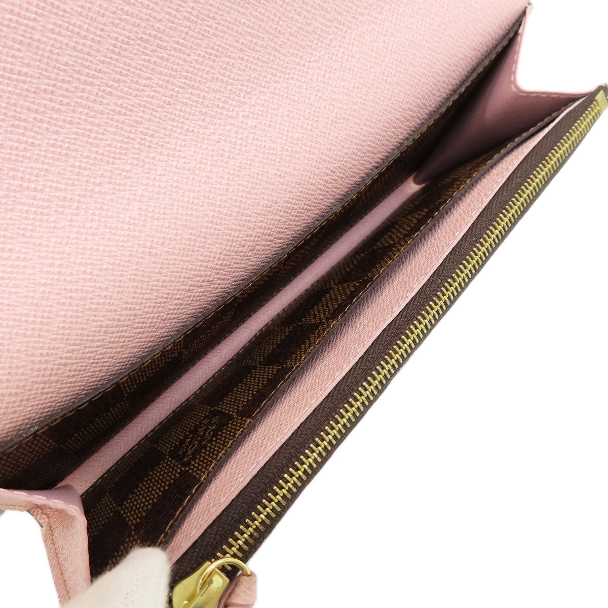 Louis Vuitton Portefeuille Emily Damier Ebene Rose Ballerine Long Wallet