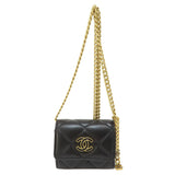 Chanel Matelasse Coco Mark Gold Metal Fittings Chain Wallet Black