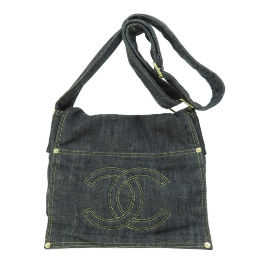 Chanel Coco Mark Gold Metal Fittings Shoulder Bag Denim