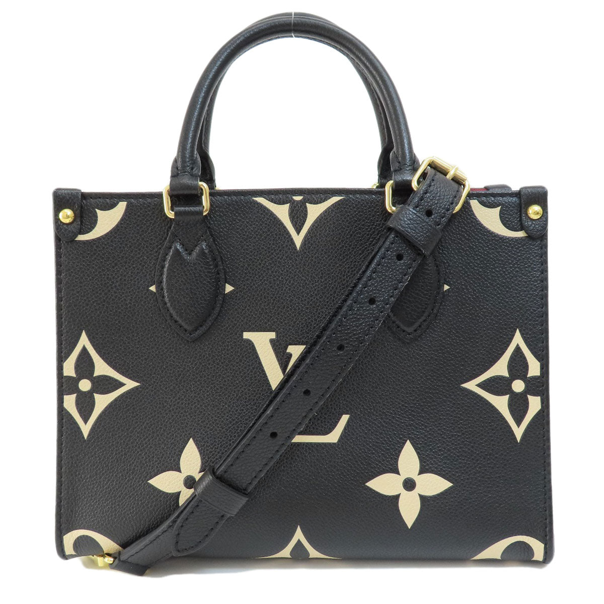 Louis Vuitton On The Go PM Black Beige Handbag Amplant Monogram