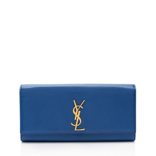Saint Laurent Patent Leather Grain de Poudre Monogram Kate Clutch