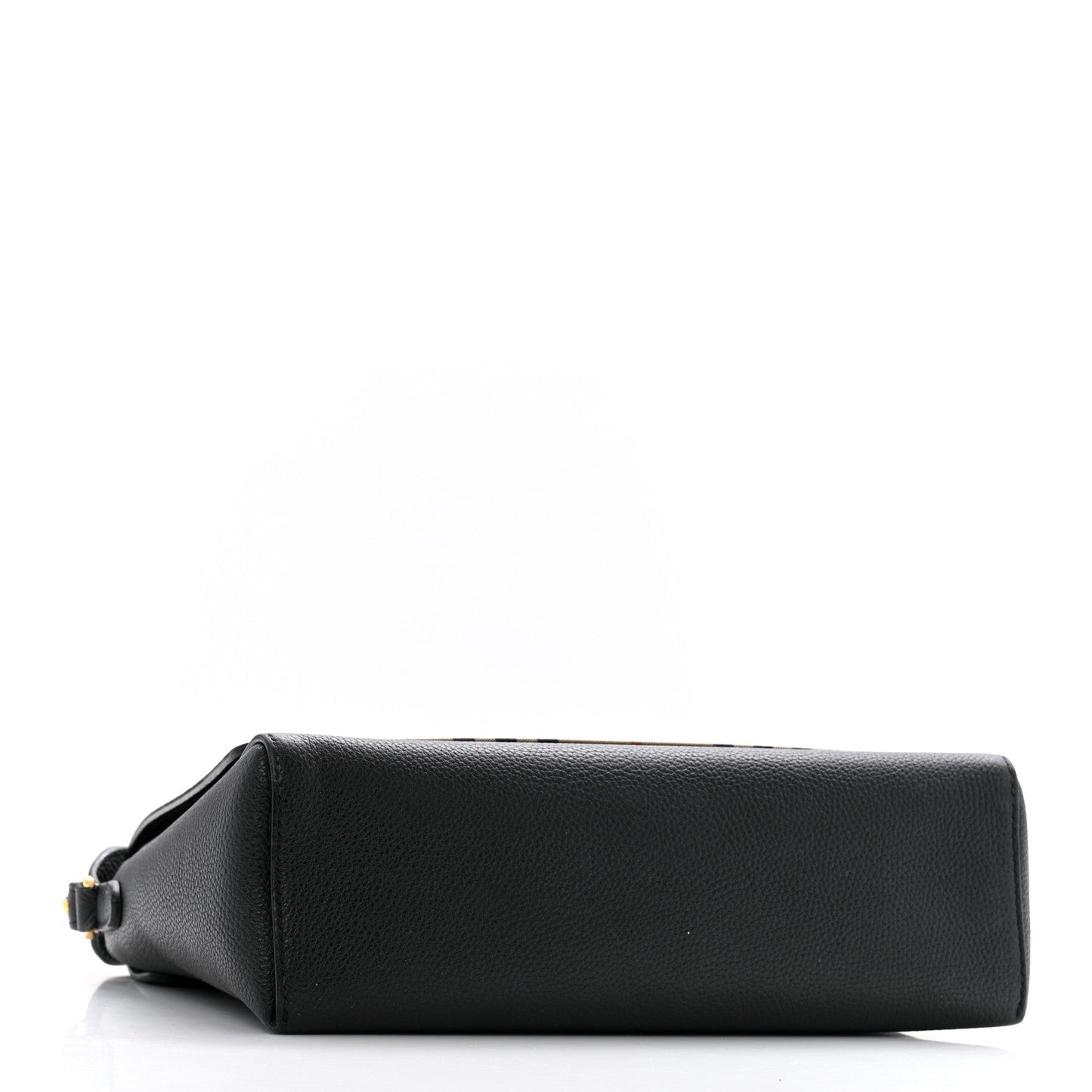 Amelia Grainy Calfskin      Check Note Crossbody Bag Black