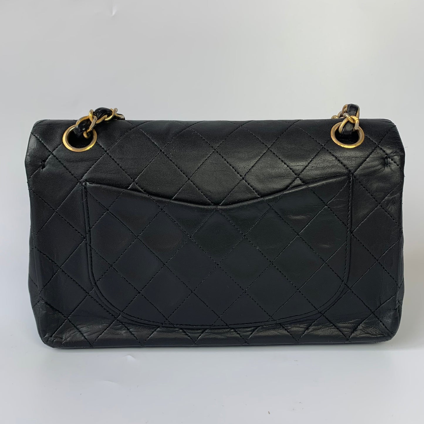 Chanel Classic Flap   Black Lambskin Leather with 24k Gold Hardware, 1989-1991