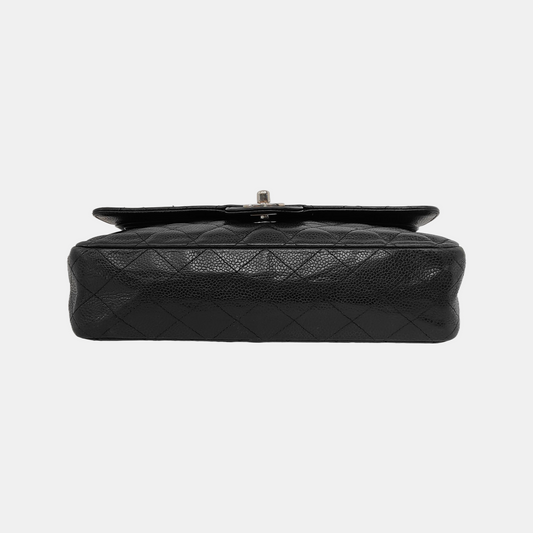 Chanel Classic Flap Medium Black Caviar Leather Silver Hardware
