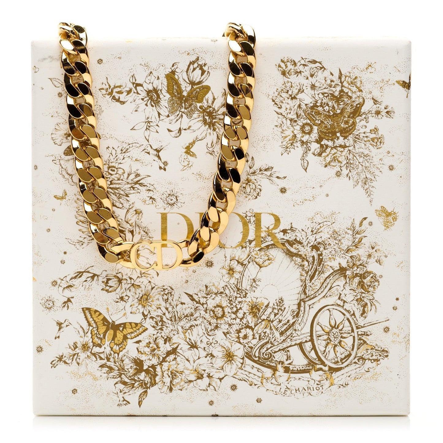 Christian Dior Metal Danse    Etoile Chain Choker Necklace Gold