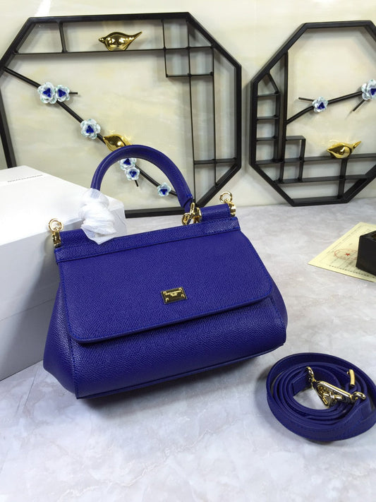 DG Medium Sicily Handbag In Dauphine Dark Blue For Women 10.2in/26AmeliaDG