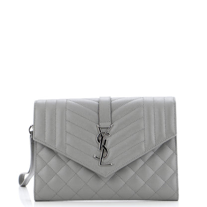 Classic Monogram Envelope Wristlet Clutch Mixed Matelasse Leather