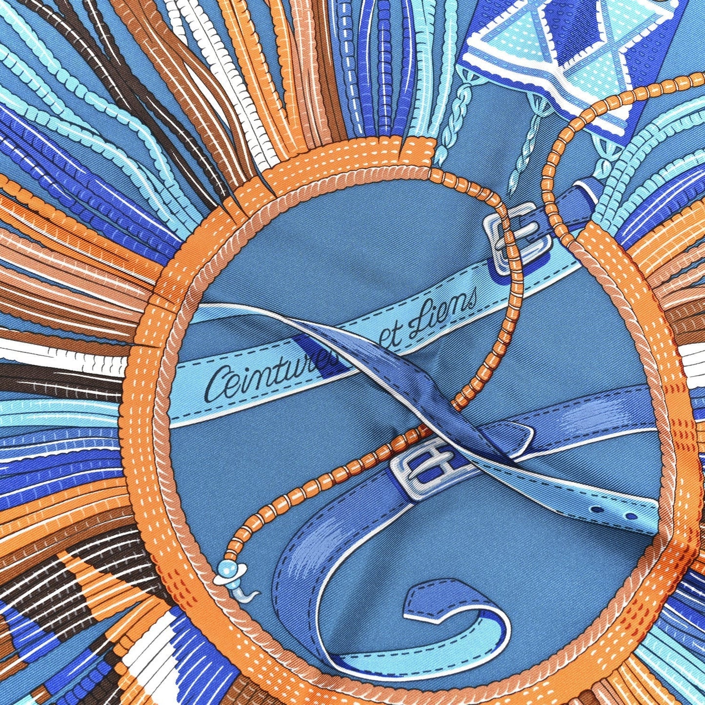 Amelia Silk Ceintures et Liens Scarf 90 Blue Orange