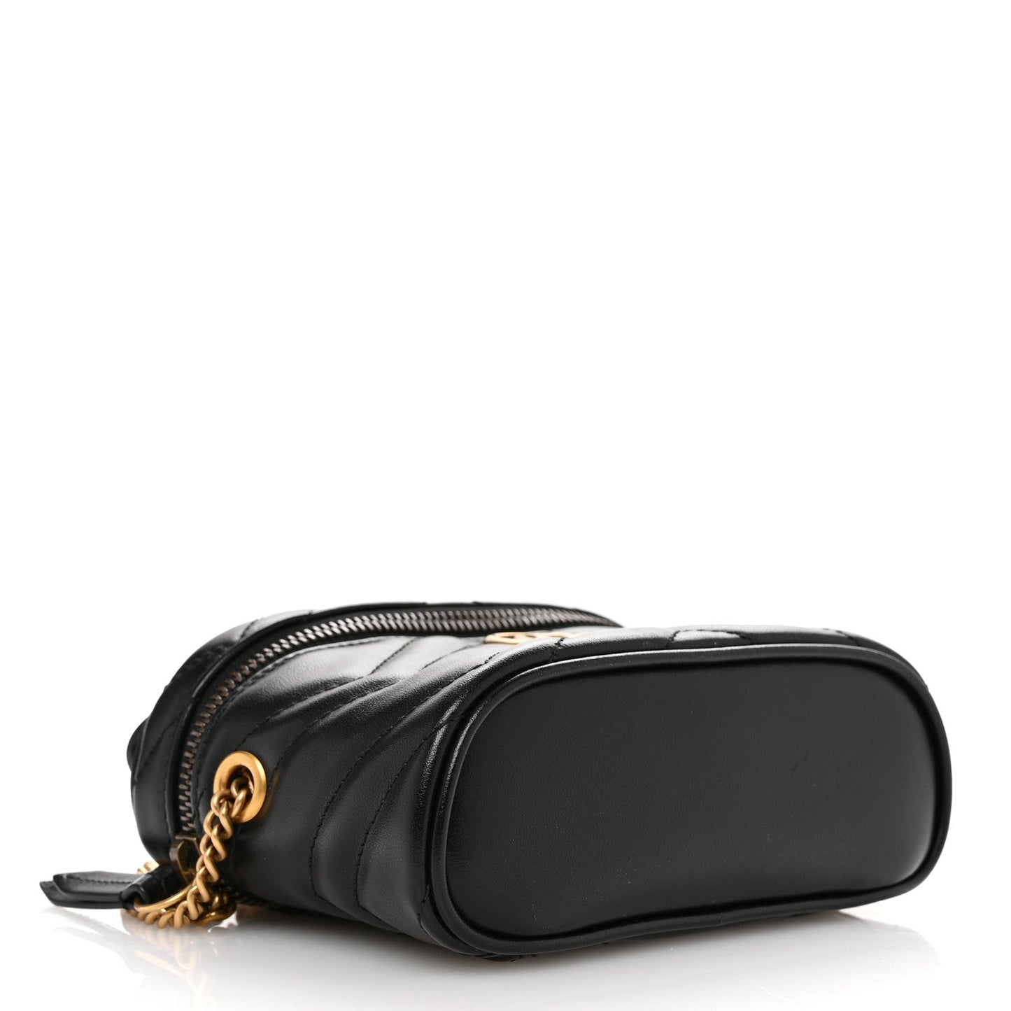 Amelia Calfskin Matelasse Chevron Mini GG Marmont Top Handle Bag Black