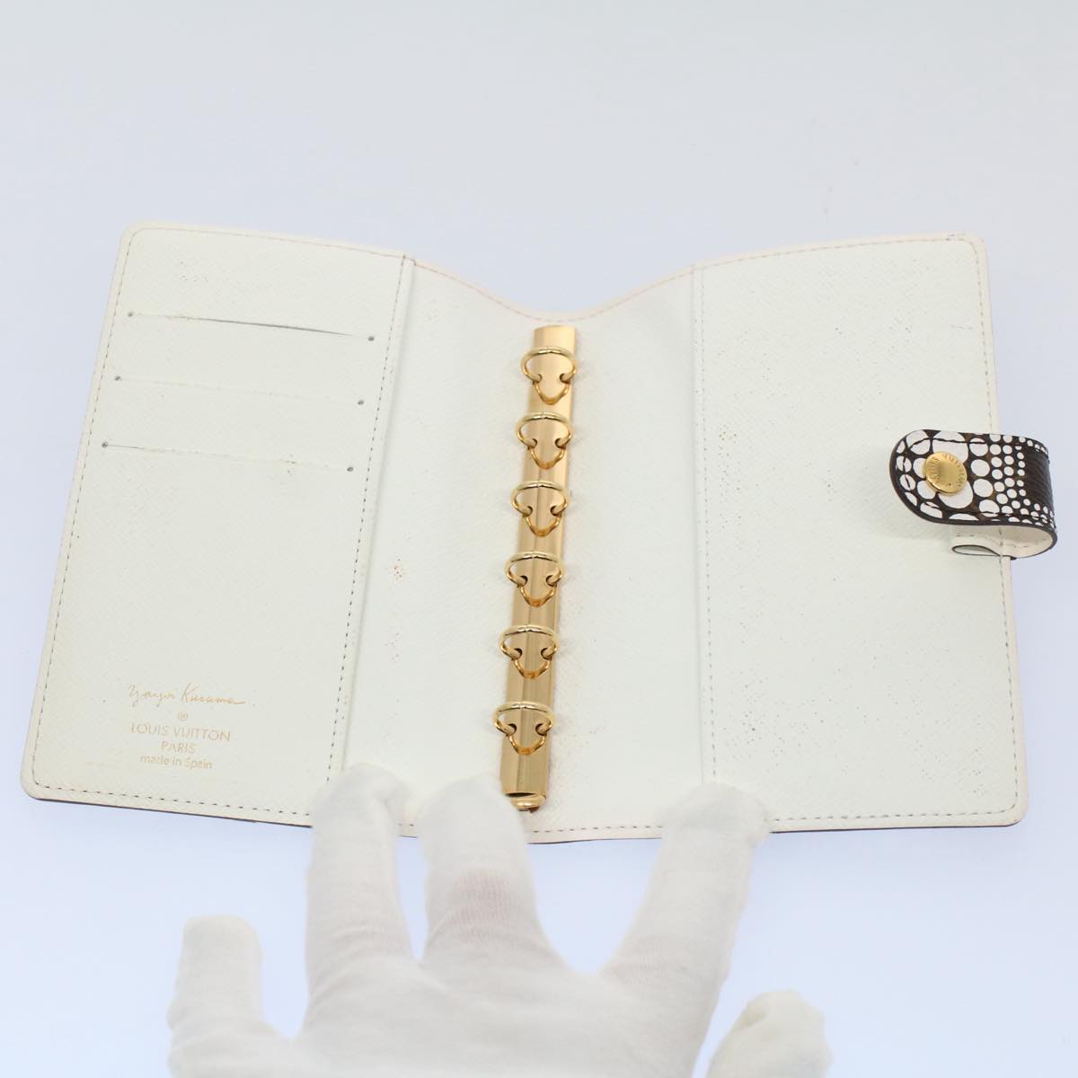 LOUIS VUITTON Yayoi Kusama Agenda PM Day Planner Cover White R21131 Auth 56462A