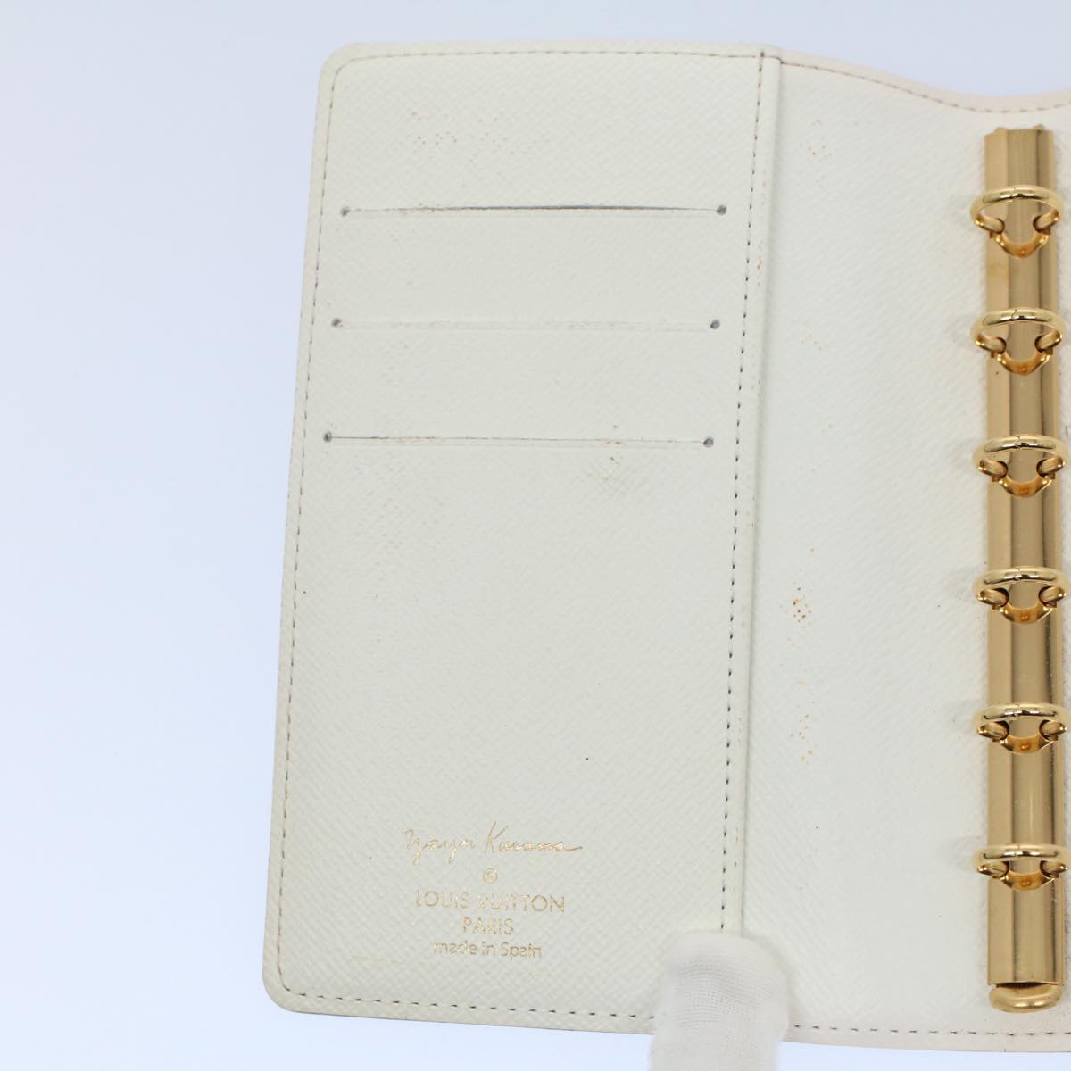 LOUIS VUITTON Yayoi Kusama Agenda PM Day Planner Cover White R21131 Auth 56462A