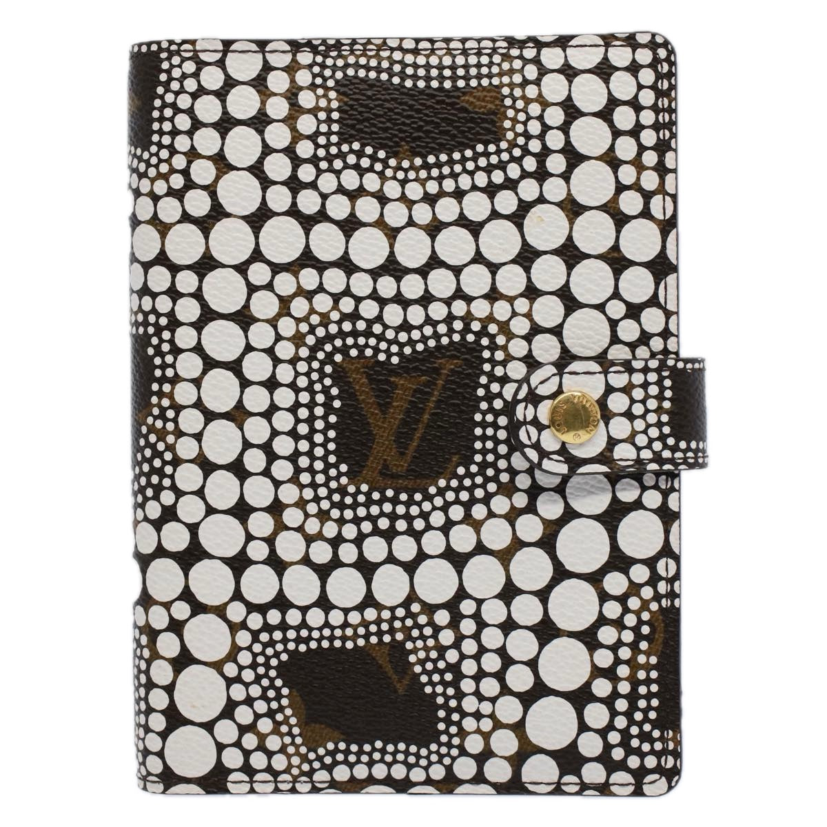 LOUIS VUITTON Yayoi Kusama Agenda PM Day Planner Cover White R21131 Auth 56462A