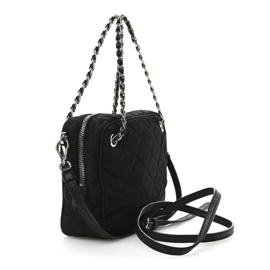 Prada Nylon Tessuto Impuntu Quilted Bandoliera Crossbody Bag Black