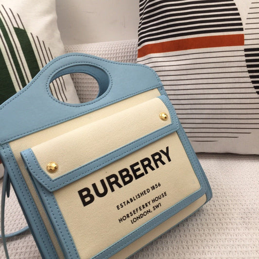 B-Berry - BB  Mini Two-tone Canvas And Pocket Bag Blue For Women, Bags 10.4in/26.5Amelia80434931