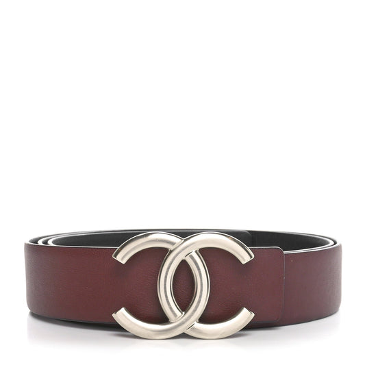Amelia Calfskin CC Reversible Belt 80 32 Black Burgundy