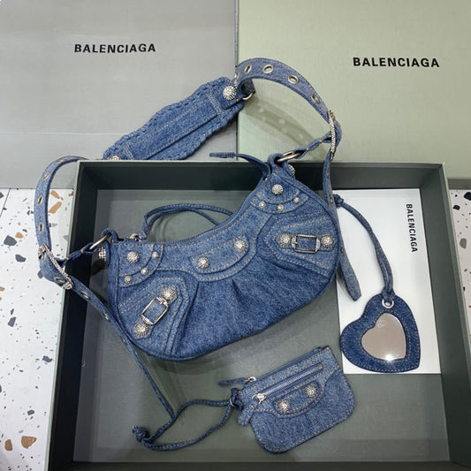 BLN-Ciaga Le Cagole XS Shoulder Bag In Blue Washed, For Women,  Bags 10.2in/26Amelia